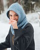 czapki damskie PUSZCZYK - Puchaty Kaptur Balaklava  Wełna Merino z Bawełna Baby Blue 3