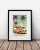 obrazy i plakaty do pokoju dziecięcego PLAKAT boho camper van, surferski, vintage ilustracja, travel poster 1