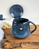 kubki Filiżanka beczułka ręcznie robiona z sercem 320 ml - Granatowa 3