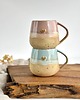 kubki 2 x Kubek ceramiczny  - Różowe i niebieskie migdały z sercem 1