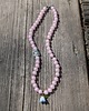 chokery Różowy naszyjnik choker z koralików z kwiatem 4