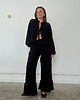 spodnie materiałowe damskie Spodnie Blush black boucl 1