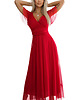 sukienki maxi damskie 562-7 NASTIA Długa sukienka z dekoltem i krótkim rękawkiem - czerwona 6