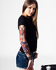 t-shirt damskie Czarny t-shirt z tatuażami Sexy & Zombie Siren 2