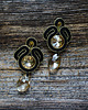 kolczyki soutache Beż, czerń i złoto-  kolczyki soutache 3