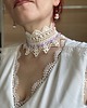 chokery Szydełkowy choker kremowo liliowy! Prześliczny. 6
