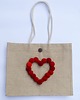 torby na ramię Torebka z juty, motyw serca z pompami. 4