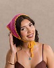 apaszki Bawełniana szydełkowa chustka bandana różowo-żółta letnia 5