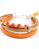 bransoletki - inne Bransoletka - Orange - rzemienie, koraliki 1