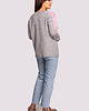 swetry damskie  Sweter w serek z kontrastowymi lampasami-szary(BK-093) 2