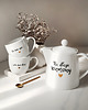 kubki Zestaw biały porcelanowy dzbanek 1 litr i 2 kubki porcelanowe 300 ml - motyw  1