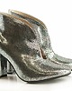 botki damskie Botki skórzane  na obcasie wsuwane srebrne  (4016) 1