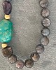 korale NASZYJNIK  z Labradorytu, turkusu, czarnego turmalinu i srebra -  MOC i Energia 3