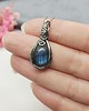 wisiory Naszyjnik Labradoryt Mini stal chirurgiczna wisiorek handmade wirewrapping 4