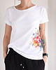 t-shirt damskie Kwiaty na boku Biały Oversize 1