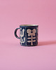 kubki Duży Granatowy Kubek Ceramiczny w Stylu Vintage - Sgraffito, Ceramika 3
