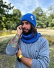 czapki damskie Męska czapka beanie z bawełny logo kolorowe Niebieski Kobalt 3