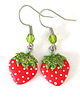 kolczyki z masy plastycznej Małe kolczyki truskawki 1