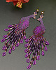 kolczyki szklane Pawie fioletowe I, kolczyki z frędzlami, beading 1