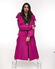 płaszcze damskie Parka Longline Hoodie Oversize fuksja 2