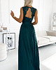 sukienki maxi damskie 211-6 LEA długa suknia z koronkowym dekoltem - ZIELEŃ BUTELKOWA 1