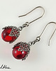 kolczyki wire wrapping Czerwone w siateczce - kolczyki (lub klipsy) 2
