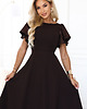 sukienki maxi damskie 694-2 MIRELLA Elegancka rozkloszowana sukienka maxi z cekinami - czekolada 4