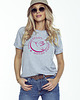t-shirt damskie T-SHIRT melange szary klasyczny z kolibrem 2