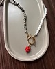 naszyjniki - inne Handmade naszyjnik z jaspisem dalmatyńskim i truskawką 1