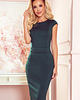 sukienki midi damskie 301-3 TAMARA Elegancka sukienka midi z PASKIEM - ZIELEŃ BUTELKOWA XXL 2