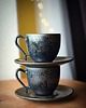 filiżanki Filiżanka espresso 80ml ceramiczna Srebrny Grafit i Ciemne Złoto Rękodzieło 5