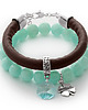 bransoletki z kamieni naturalnych Jade with clover pendant in mint 2
