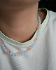 chokery Błękitny naszyjnik choker z koralików KWIATY 1