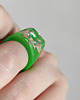 pierścionek z żywicy Zielony pierścionek z cyrkonią 2