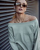 t-shirt damskie Koszulka longsleeve Z KIESZONKĄ bawełniana pistacja 1