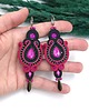 kolczyki soutache Kolczyki sutasz zielono fuksjowe kolorowe Margo długie energetyczne 1