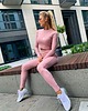 legginsy Prążkowane legginsy basic - róż 4