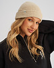 czapki damskie Krótka czapka prążkowana beżowa 1