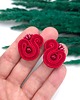 kolczyki soutache Kolczyki sutasz czerwone sztyfty Largo z perłą Preciosa małe lekkie 1