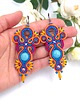kolczyki soutache Margo kolczyki sutasz z niebieskim jadeitem długie kolorowe wiosenne 1