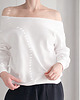 bluza bez kaptura damska Biała bluza cięta ze ściągaczami 2