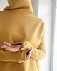 bluza bez kaptura damska Wąski rękaw Golf Musztarda 1