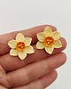 kolczyki z masy plastycznej Kolczyki sztyfty żółte narcyzy handmade stal nierdzewna 2,5 cm 2