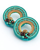 kolczyki soutache Beżowo- turkusowe koła 2 1