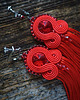 klipsy Etniczne klipsy soutache z frędzlami- czerwone 1