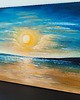 obrazy Obraz Olejny 50x70 Abstrakcja Wschód Słońca Morze Góry Szpachelka Woda 3