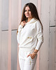 bluza z kapturem damska Bluza dresowa ze szczypankami - śmietankowa 1