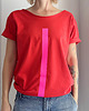t-shirt damskie Kreska różowa na czerwonym Oversize 3