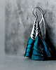 kolczyki wire wrapping Srebrne kolczyki dzwonki szmaragdowe 2