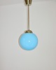 lampy wiszące Lampa wisząca z niebieskim szklanym kloszem, lata 40. 5